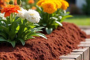 Flower bed maintenance and fresh mulch application